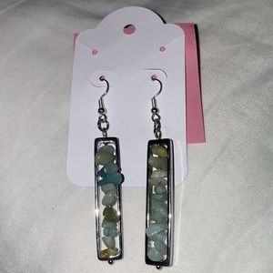 Stacked rock dangling earrings